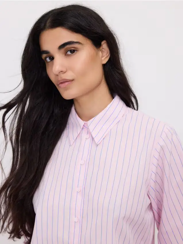 Camicia corta a righe - rosa pastello