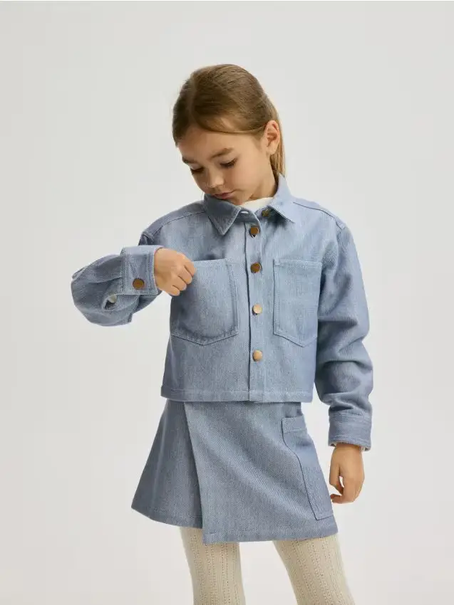 Camicia corta con colletto - blu