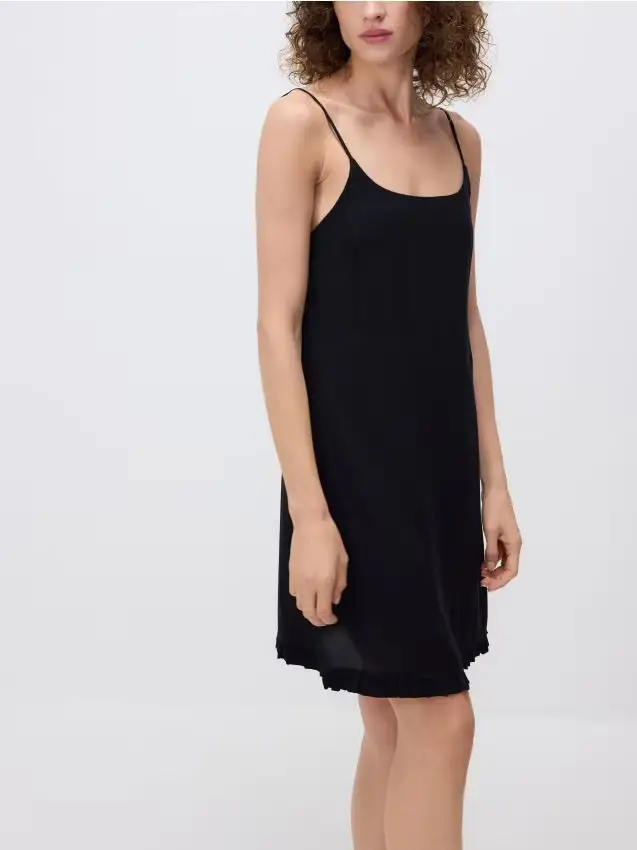 Camicia da notte in viscosa - nero