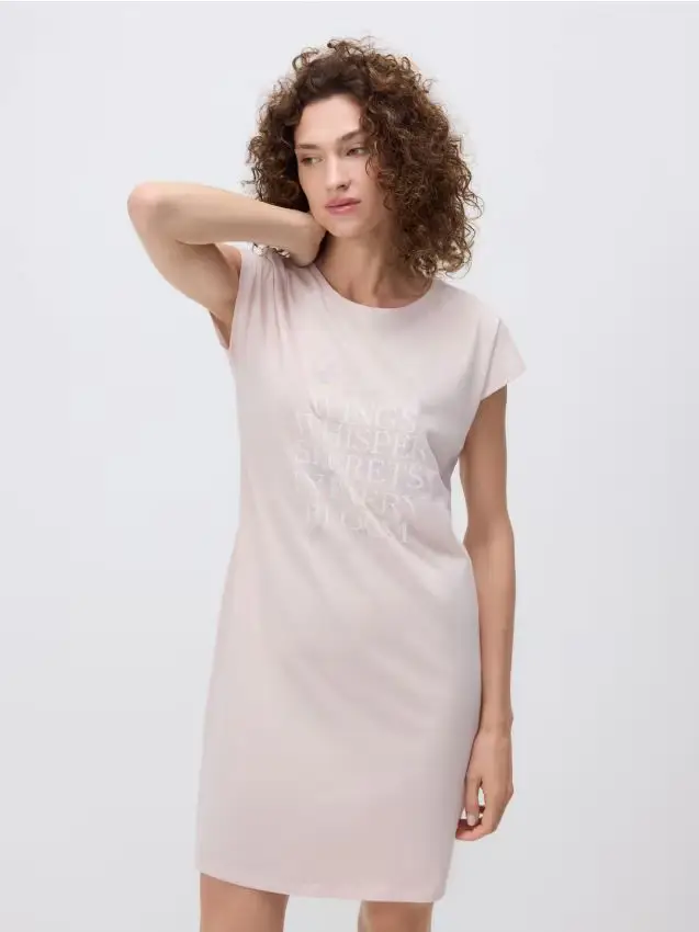 Camicia da notte stampata - rosa pastello