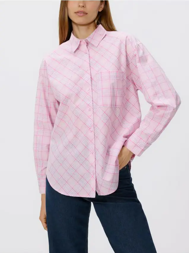 Camicia in cotone a quadri - rosa