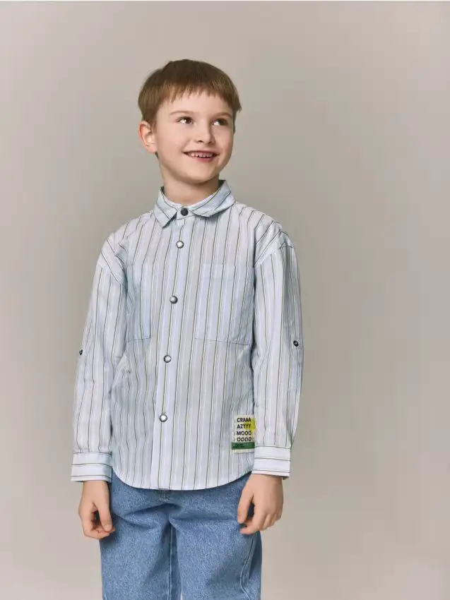 Camicia in cotone a righe - azzurro