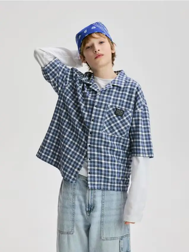 Camicia in cotone - blu scuro