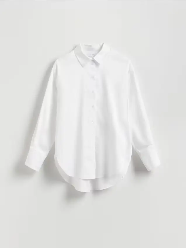 Camicia in cotone con polsini alti - bianco