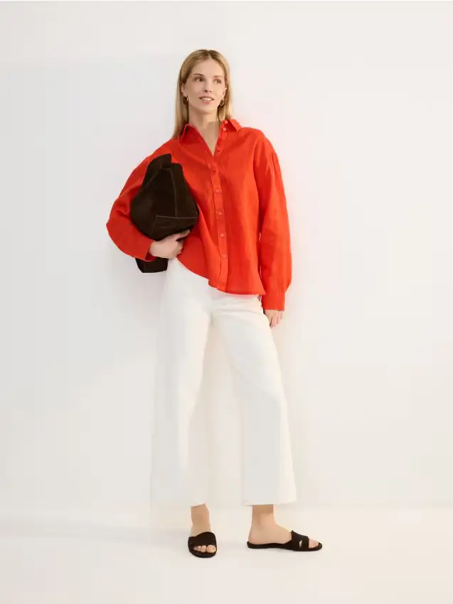 Camicia in lino - mandarino