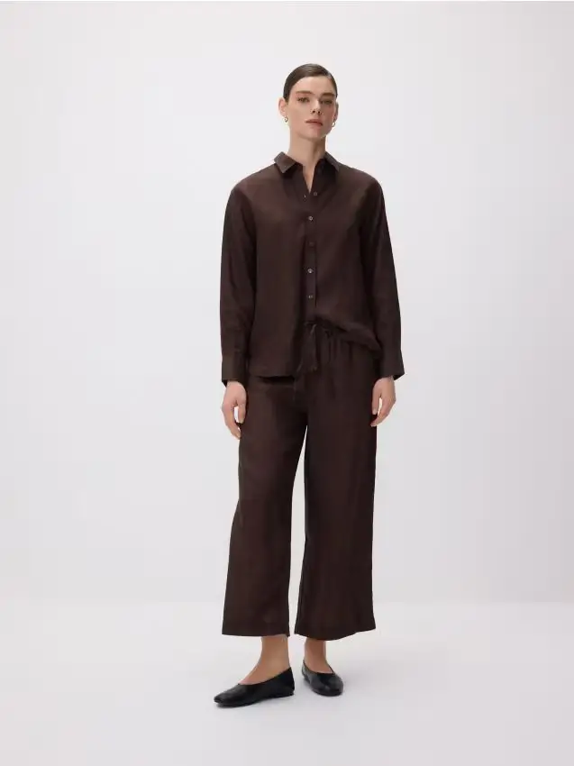 Camicia in lino - marrone scuro