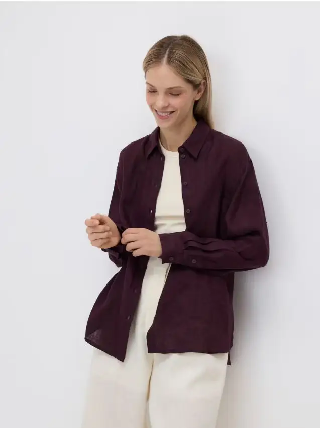 Camicia in lino - mogano