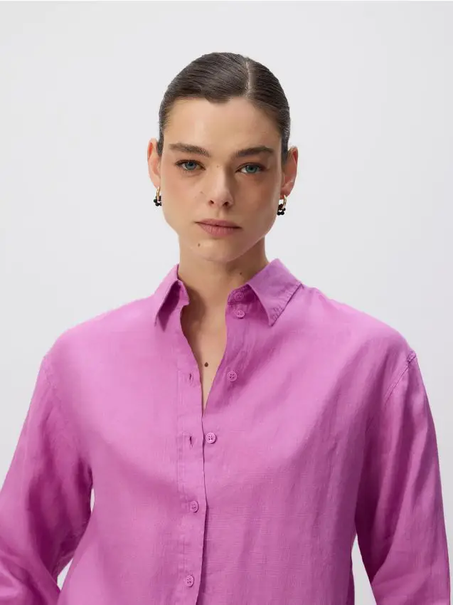 Camicia in lino - orchidea