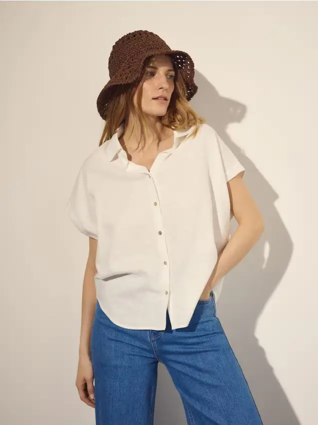 Camicia in misto lino - bianco