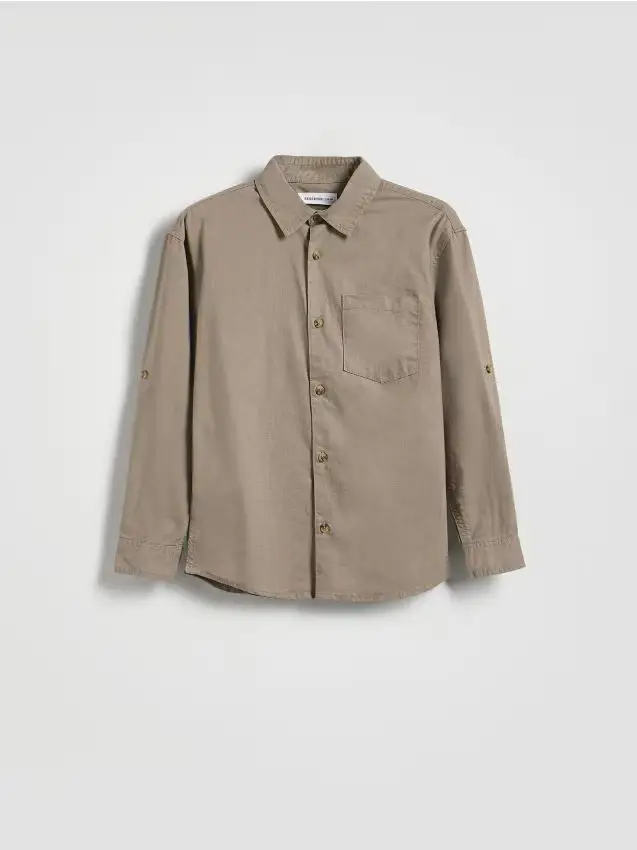 Camicia in misto lino - marrone