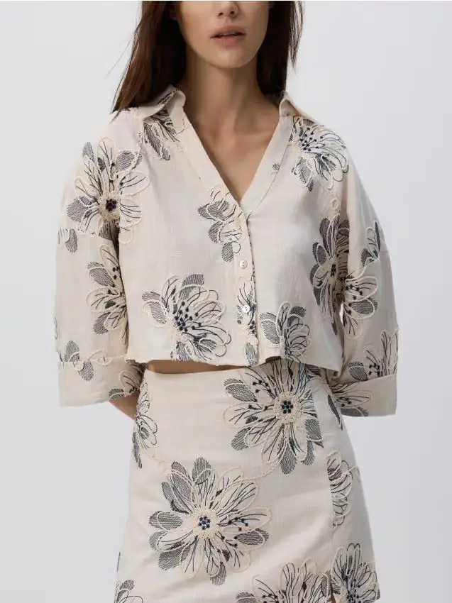 Camicia in misto lino - multicolore