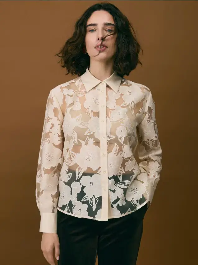 Camicia in misto viscosa - beige