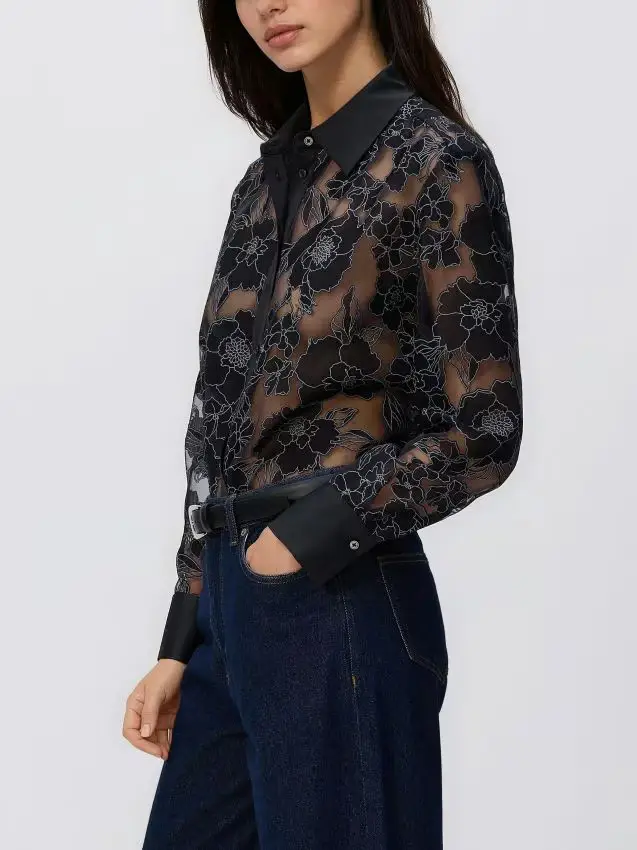 Camicia in misto viscosa - nero