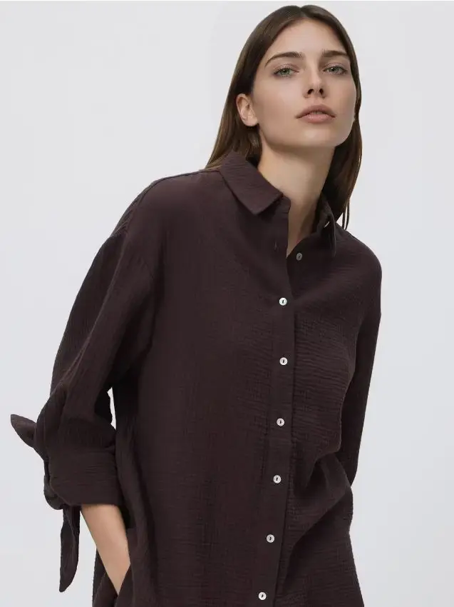 Camicia in mussola - marrone scuro