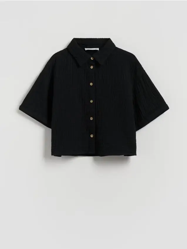 Camicia in mussola - nero