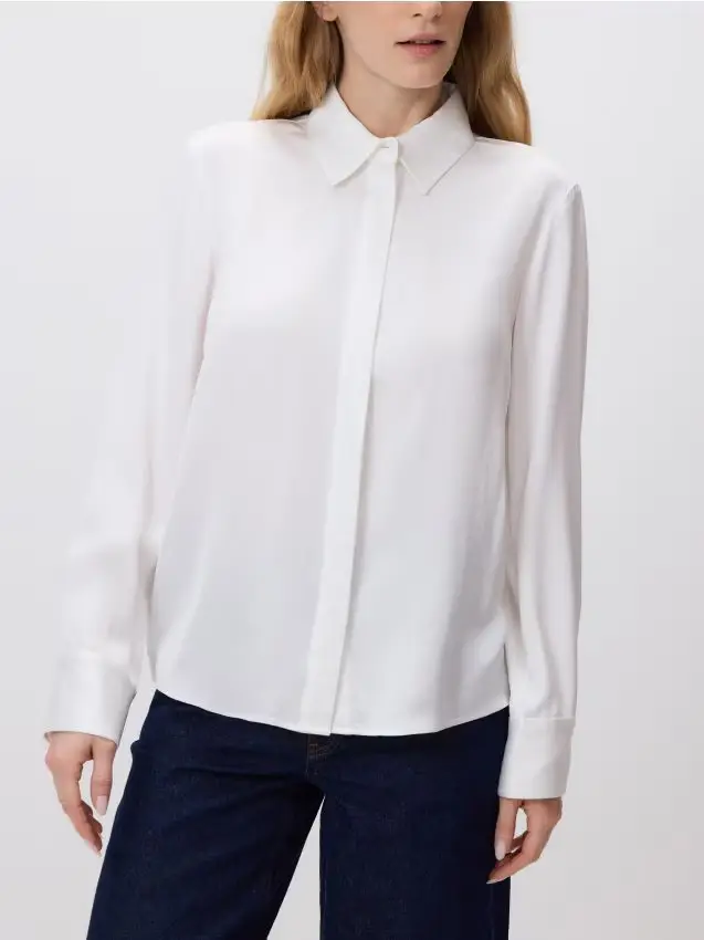 Camicia in raso di viscosa - bianco