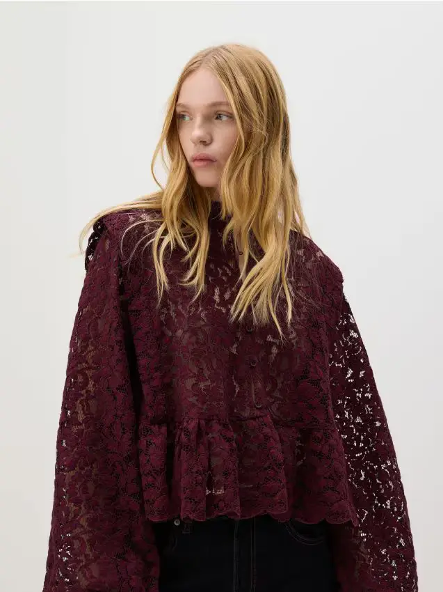 Camicia in tessuto strutturato - maroon