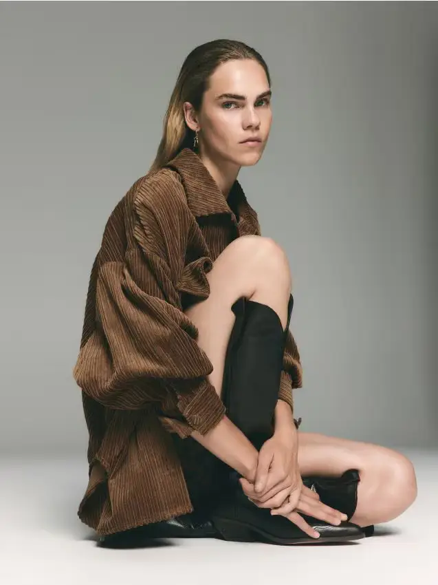 Camicia in velluto a coste con tasche - marrone