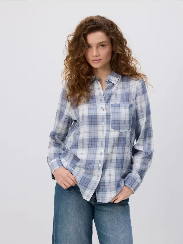 Camicia in viscosa a quadri - lavanda