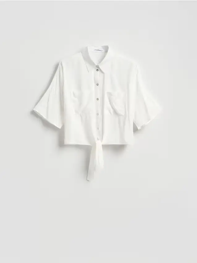 Camicia in viscosa allacciata - bianco
