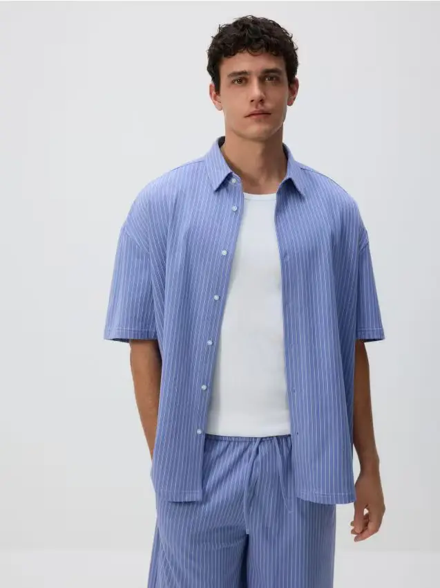 Camicia oversize a righe - blu