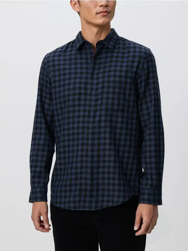 Camicia regular fit a quadri - blu scuro