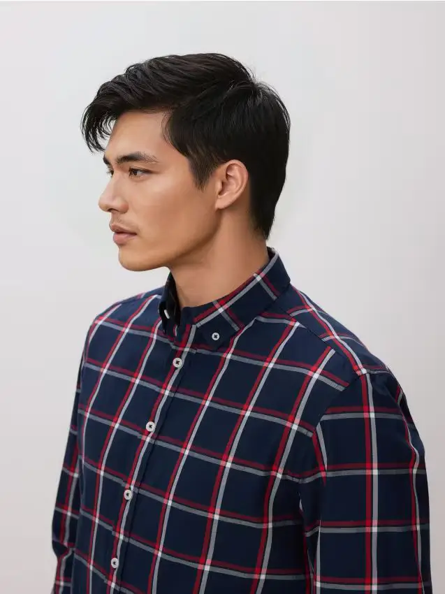 Camicia regular fit a quadri - blu scuro