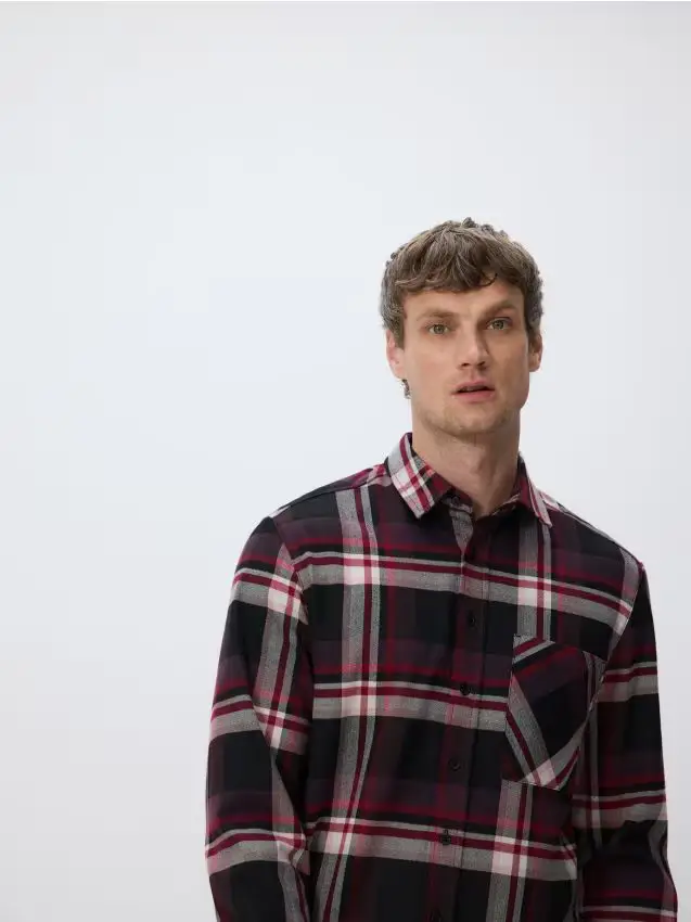 Camicia regular fit a quadri - rosso