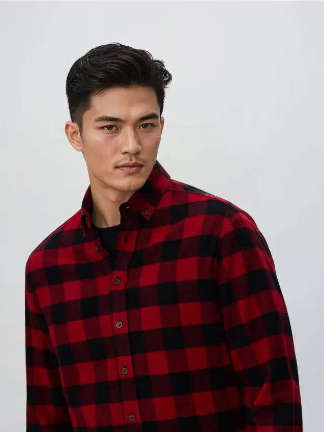 Camicia regular fit a quadri - rosso