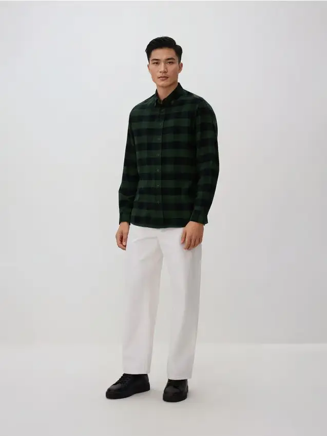 Camicia regular fit a quadri - verde