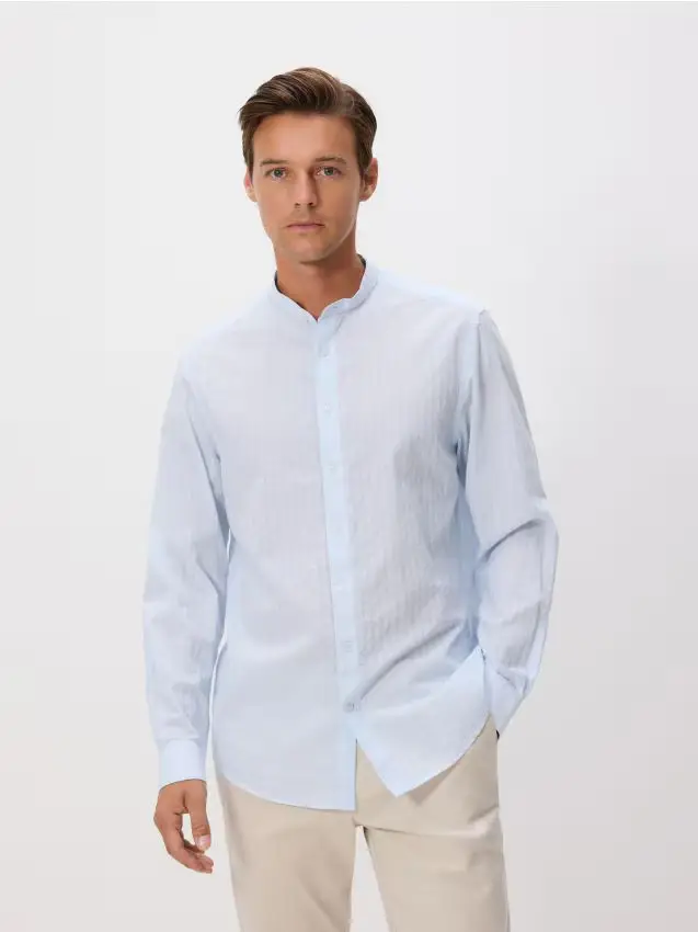 Camicia regular fit in cotone egiziano - blu pallido