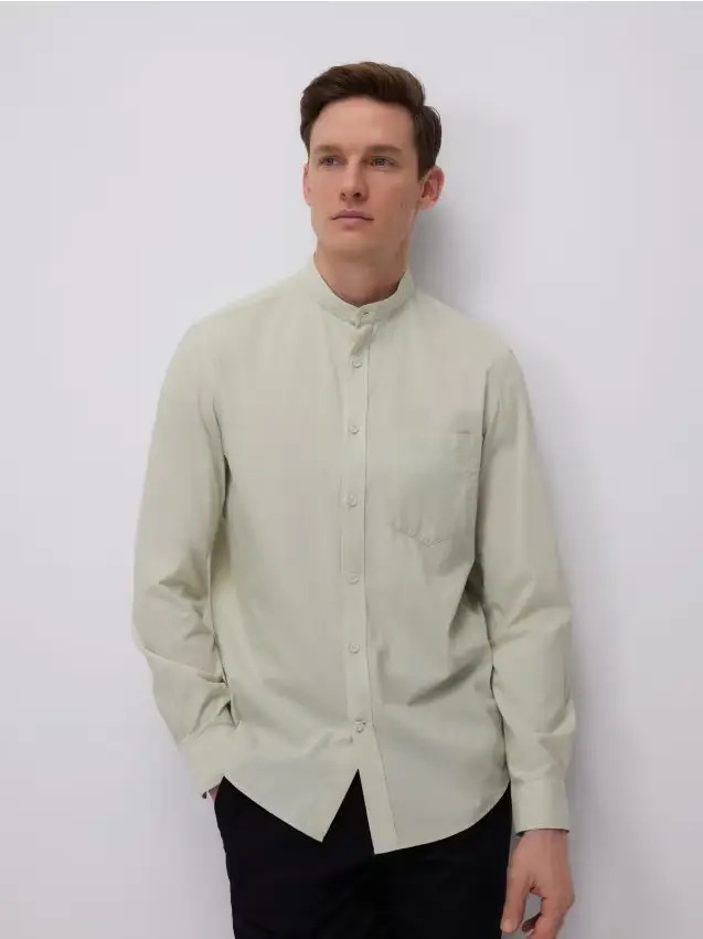 Camicia regular fit in cotone egiziano - verde pallido