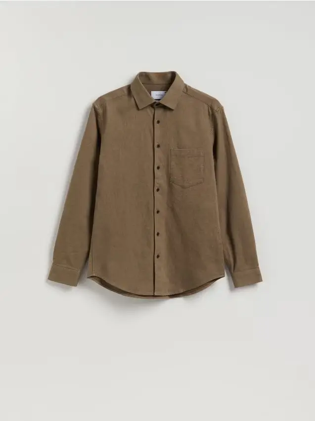 Camicia regular fit in cotone - verde scuro