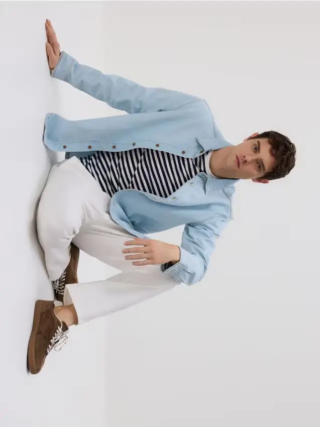 Camicia regular fit in denim - blu