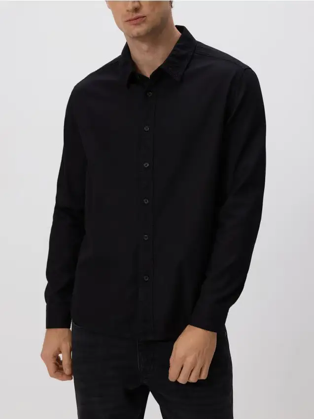 Camicia regular fit in denim - nero