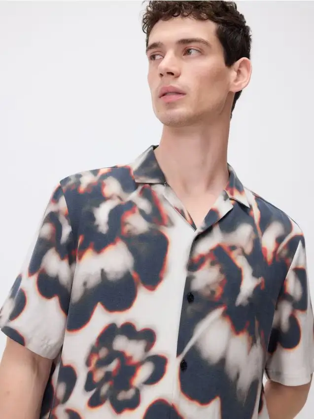 Camicia regular fit in lyocell - multicolore