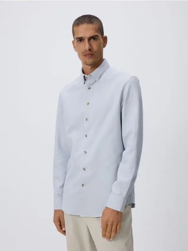 Camicia regular fit in misto cotone - grigio chiaro