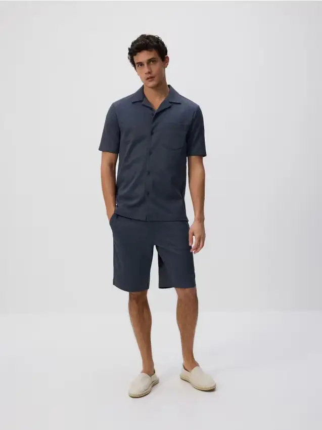 Camicia regular fit in misto cotone - grigio scuro