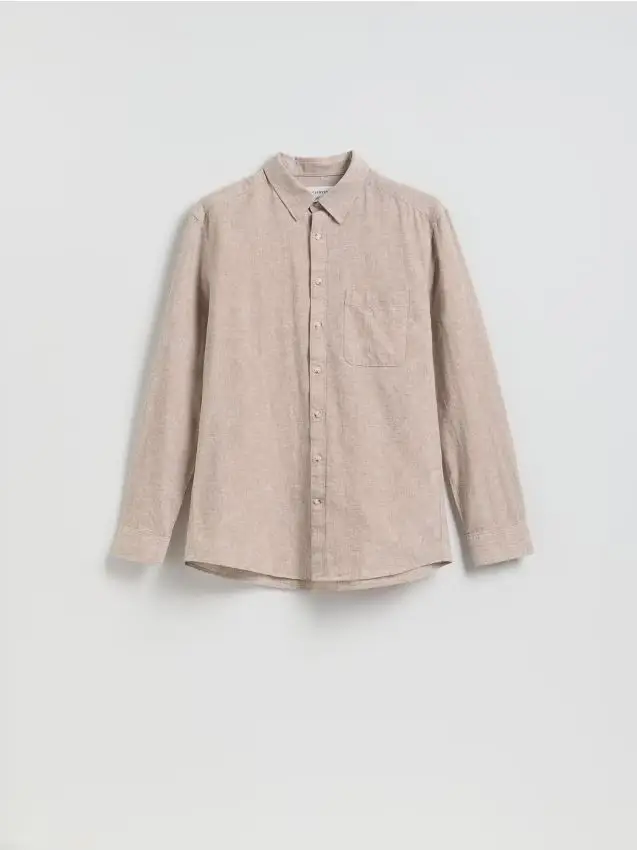 Reserved Camicia regular fit in misto lino - beige