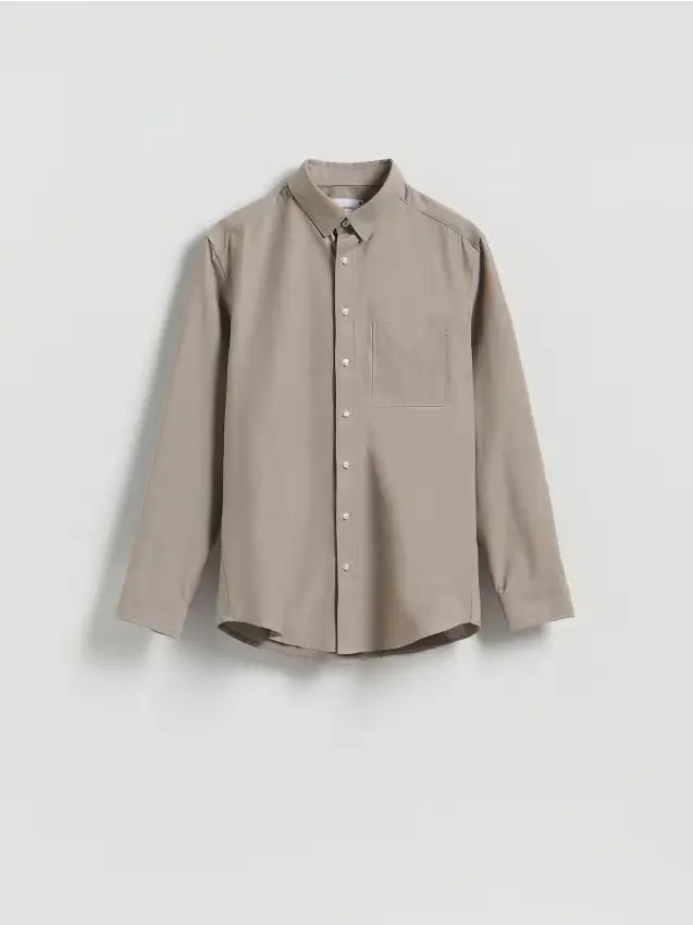 Camicia regular fit in misto lyocell - beige