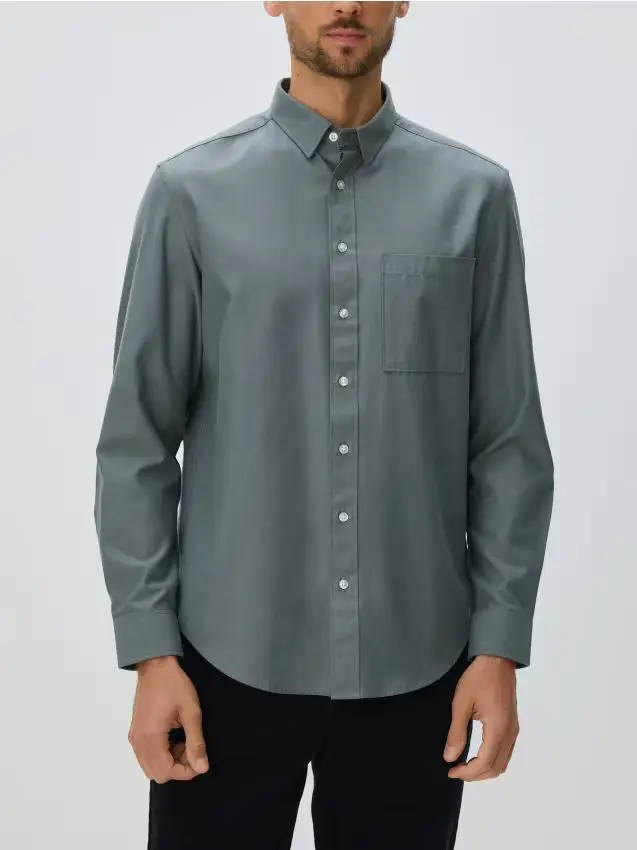 Camicia regular fit in misto lyocell - verde oliva