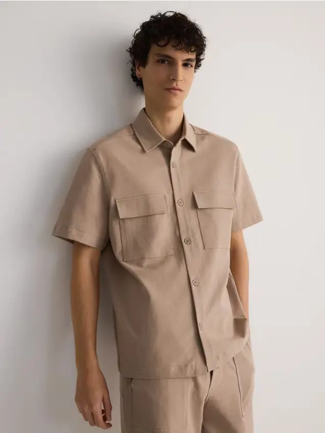 Camicia semplice regular fit - beige