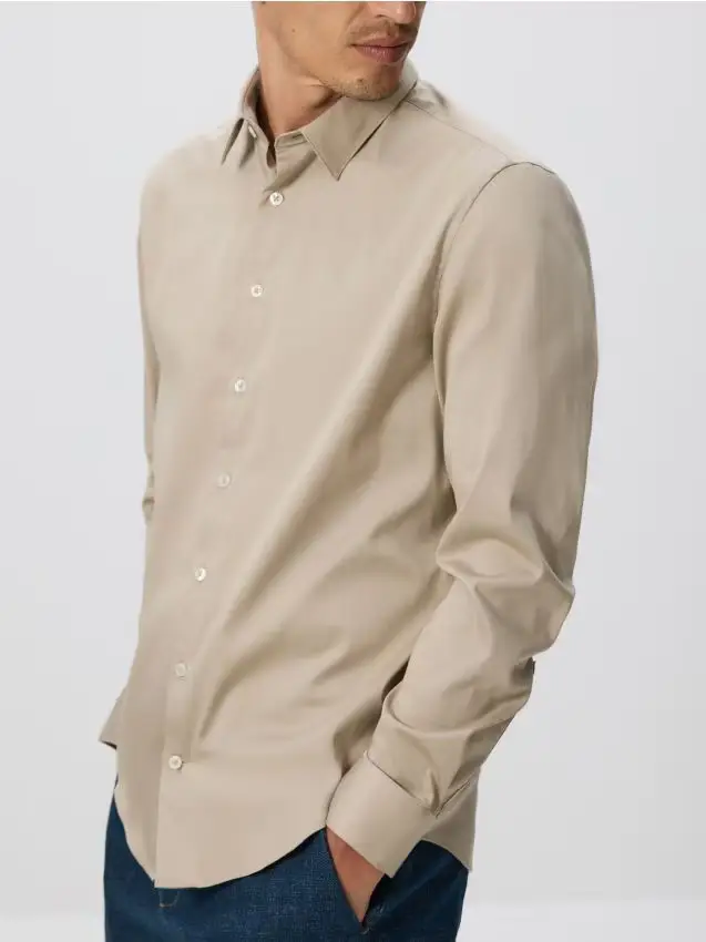Camicia semplice slim fit - beige