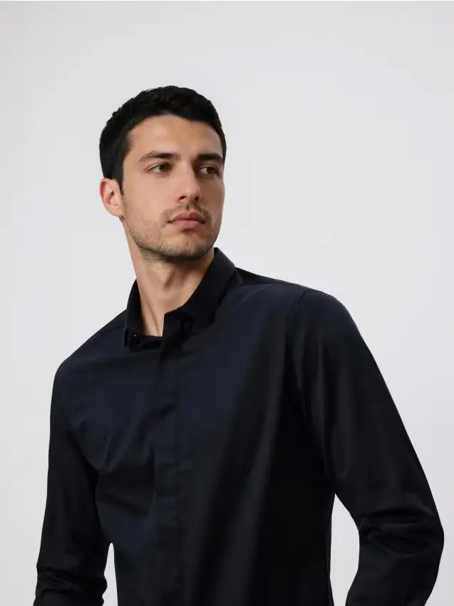 Camicia semplice super slim fit - nero