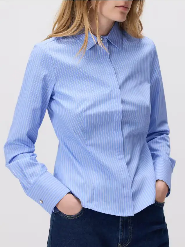 Camicia slim fit a righe - blu pallido