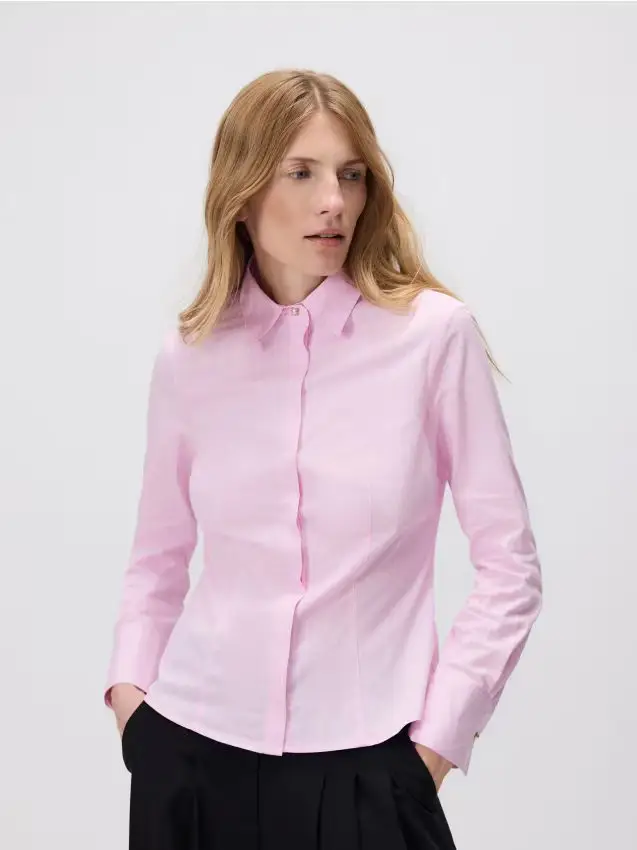 Camicia slim fit a righe - rosa pastello
