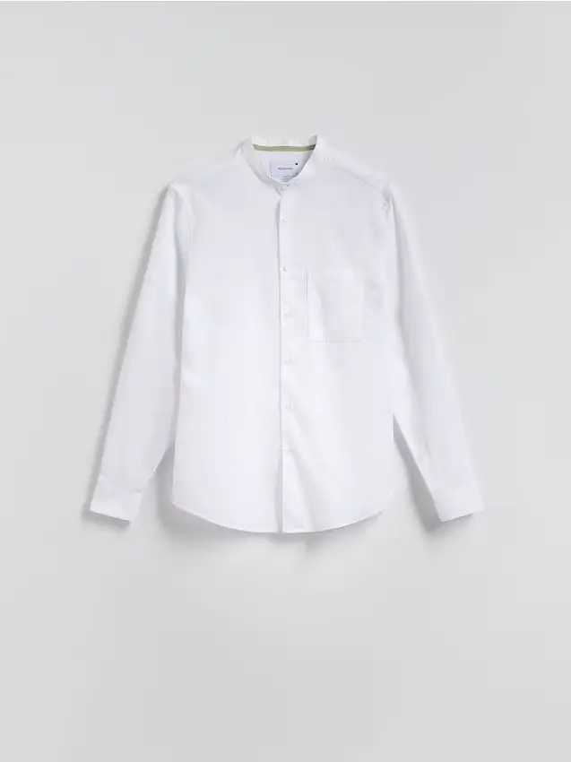 Camicia slim fit con colletto rigido - bianco