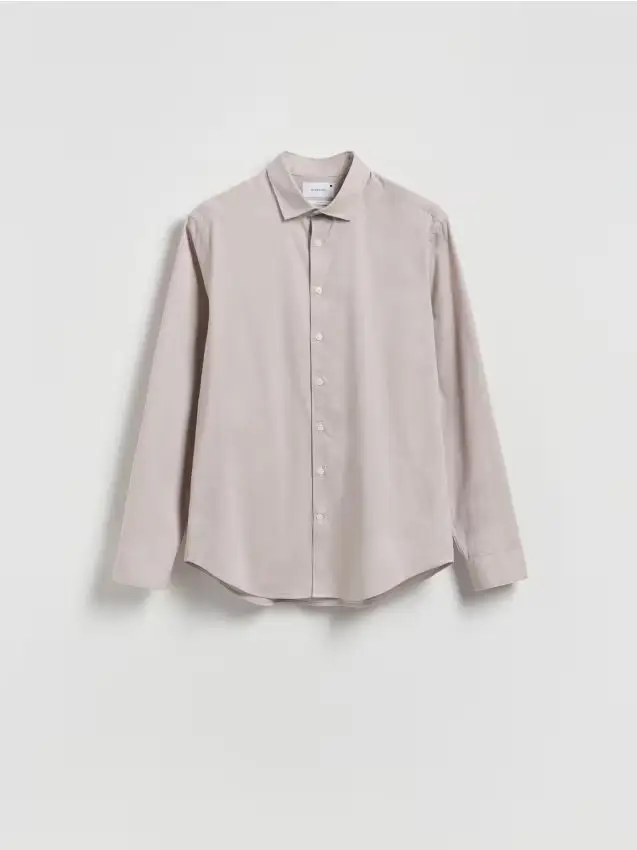 Camicia slim fit in cotone egiziano - beige