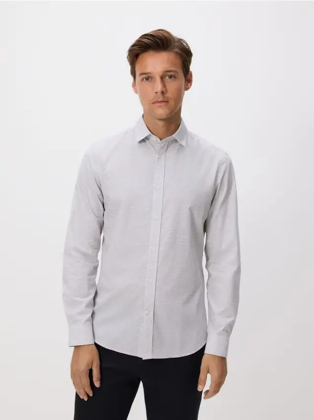 Camicia slim fit in cotone egiziano - beige