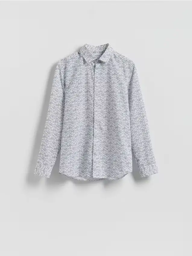 Camicia slim fit in cotone egiziano - blu pallido